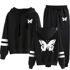 Women Tracksuit Casual Daily Hoodies Quality Single Piece Stripe Sweatshirt and Sweatpants Comfort Outdoor Jogging Autumn Winter