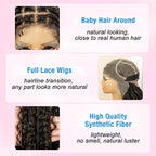 Full Lace Synthetic Box Braided Wigs Boho Braids Wig Black Women 40 Inches Synthetic Wig Afro Bohemian Braiding Hair