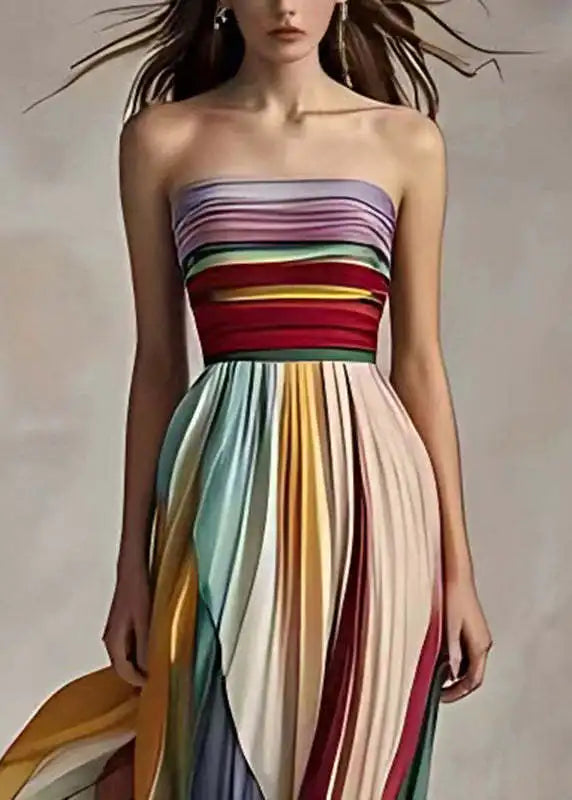 Women's Summer Printing Patchwork Maxi Dress Sleeveless Fashion Holiday Party Dresses Elegant Strapless Ladies Dress Vestidos
