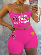 Sexy Spaghetti Strap Crop Tops And Short 2 Piece Sets Woman Outfit 2026 Summer Sexy Sport Casual Two Piece Set Women Short Sets