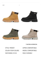 Classic Men High Top Boots High Quality Yellow Leather Boots Fashion Outdoor Sneakers Men Lace Up Non-Slip Ankle Boots for Men