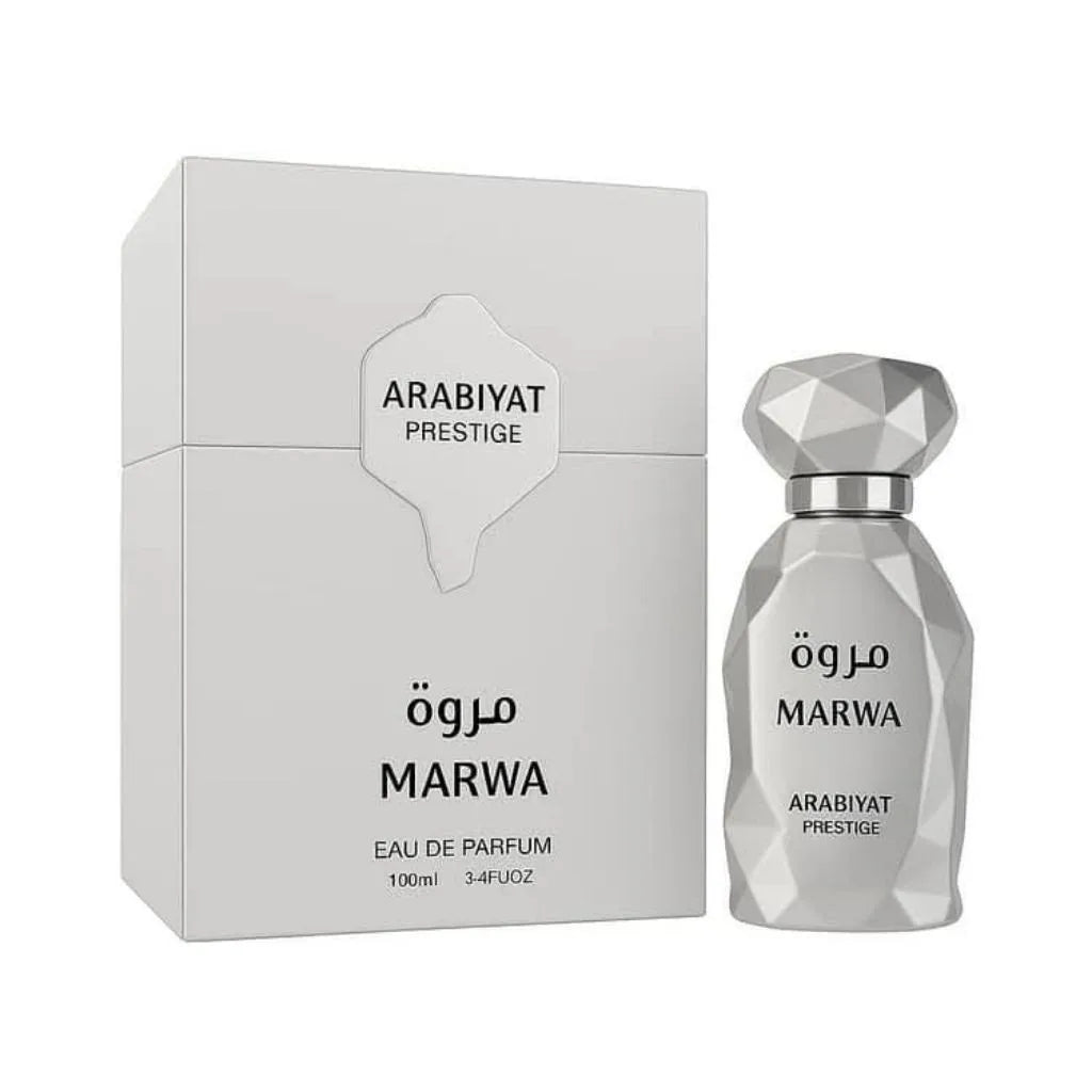 Arabiyat Marwa Middle East Dubai Unisex perfume, 3.4oz100ml, fresh wood fragrance, silver gift box packaging, high-end fragrance, suitable for any venue, perfect gift choice