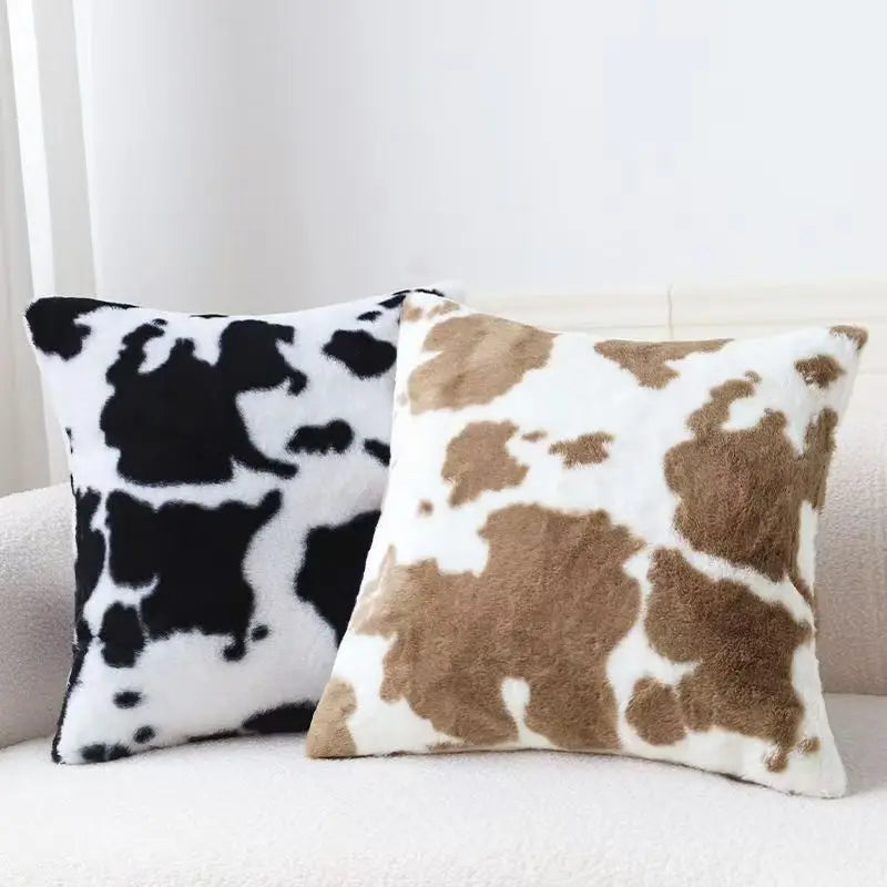1pc Throw Pillow Covers, Vintage Farmhouse Animal Faux Fur Print Decor Pillowcases Farmhouse for Sofa Without Pillow Inserts Main image