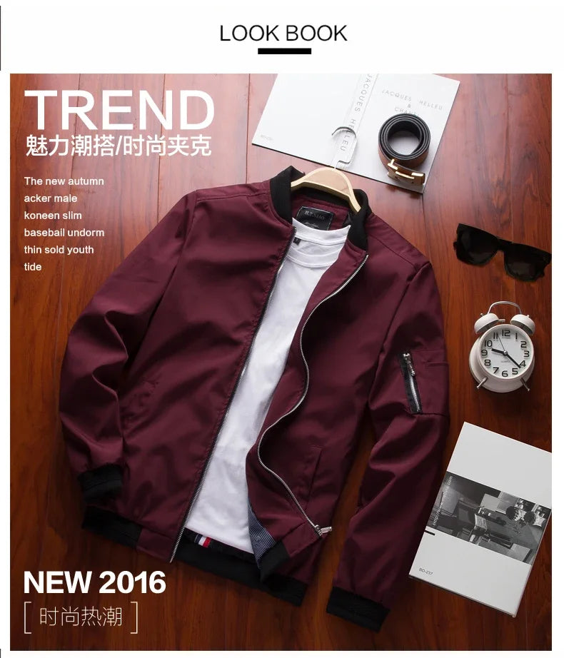 Autumn Spring New Men's Bomber Zipper Jacket Male Casual Streetwear Hip Hop Slim Fit Pilot Coat Men Clothing Plus Size 6XL
