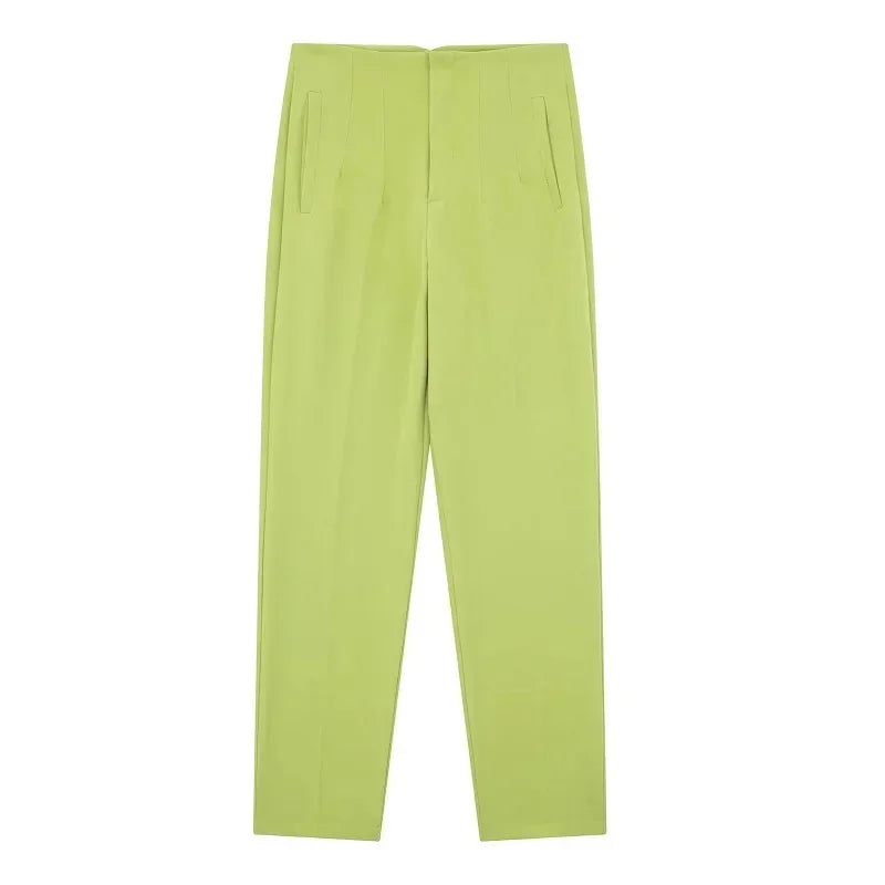 HXAO Fashion Office Wear High waist Pants for Women Formal Pants Office outfits Pencil Trousers Black Pink White Ladies Pants