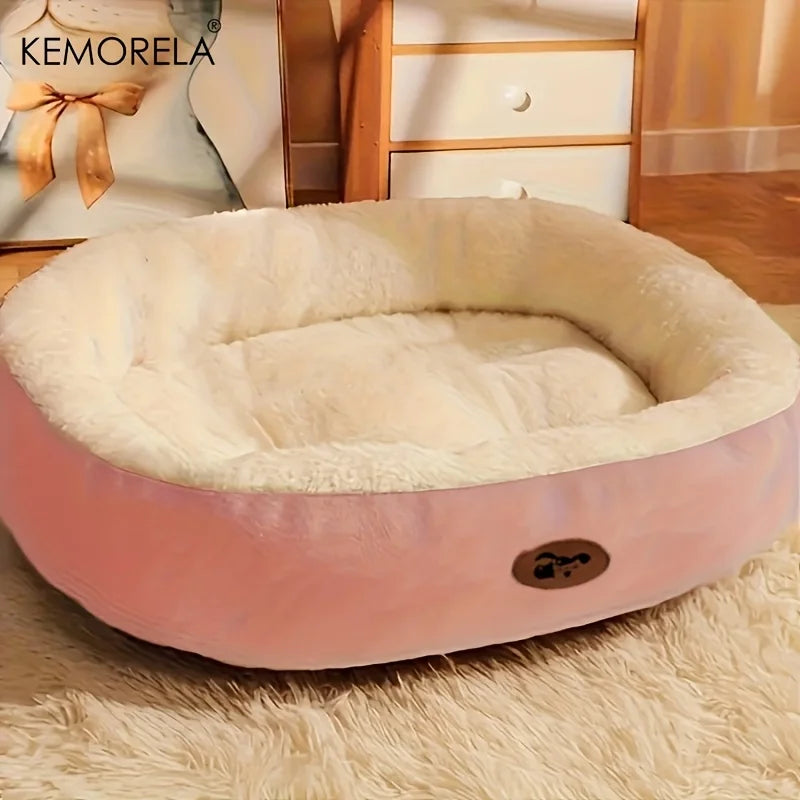 Cozy Oval Snuggle Pet Bed, Plush & Thickened Cat Bed Warm and Secure Bed for Cats and Small Medium Dogs, All Seasons