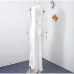 Elegant Ribbon Halter Dress Women Solid Off Shoulder Sleeveless Backless Slim Maxi Dresses 2026 Summer Autumn Party Robes Lady