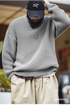 Maden Retro Heavyweight Knitted Sweater Loose Round Neck Pullover Warm Versatile Base Layer Knitwear for Men's Autumn and Winter