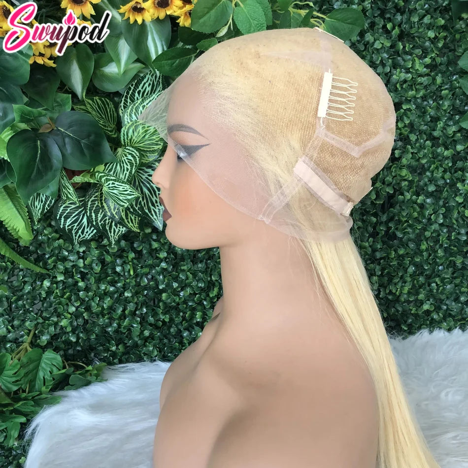 Full Wig Human Hair 250 Density 613 Blonde Preplucked Straight Full Human Hair Wig Real Glueless Hd Lace Frontwig
