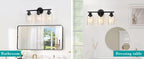 Modern Bathroom Mirror Wall Light Fixtures Black 3-Light Vanity Lights with Clear Glass for Bathroom Living Room Bedroom Hallway