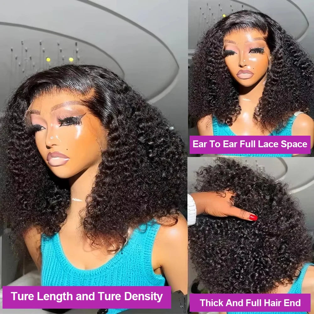 Short Bob Deep Wave Lace Frontal Wig PrePlucked 13x4 13x6 Lace Front Wig Peruvian Curly Human Hair Bob Wigs For Women and Girls