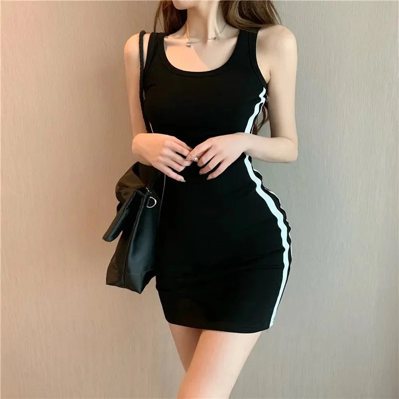 Summer Women Casual Sheath Dress Lady Spaghetti Strap Sleeveless Sexy Stretch Slim Dress Vestidos QT030 Secondary image
