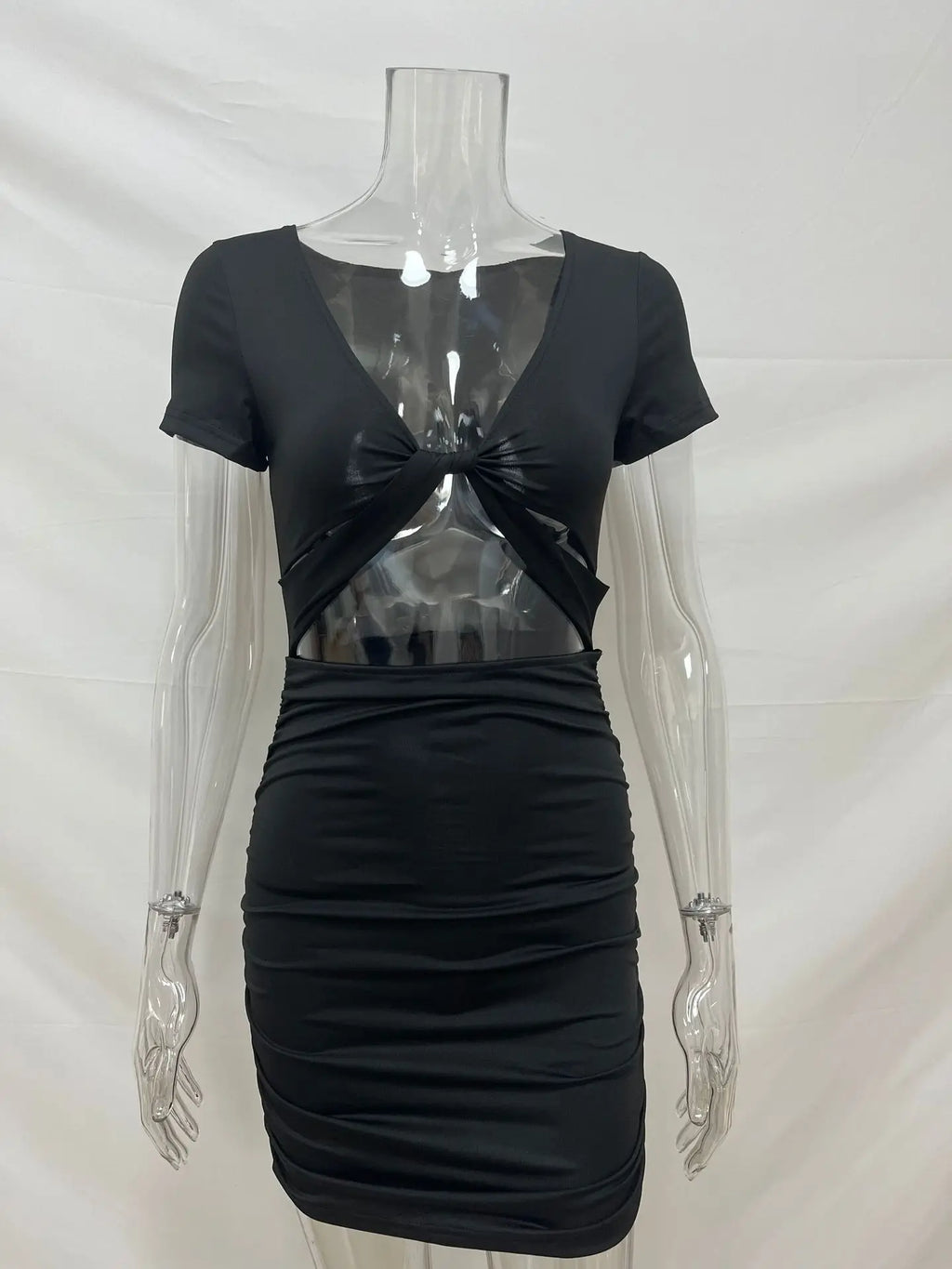 2026 cross-border women's short-sleeved summer Europe and the United States sexy V-neck Fanny pack buttock dress