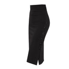 Elegant Women Vintage Office Lady Slim Skirts High Waist Buttons Slit Pencil Skirts Women Summer Sexy S-3XL Stretch Midi Skirts