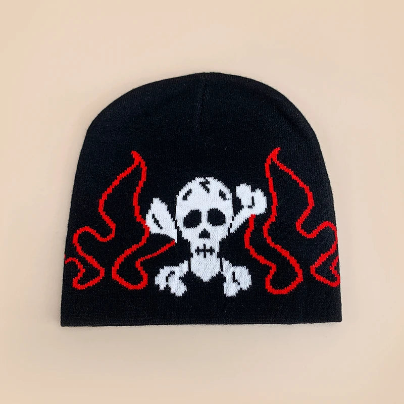 Personal Punk Skull Demon Knitted Hats Autumn and Winter Unisex Dark Series Warm Street Versatile Niche Fashion Hip Hop Beanies