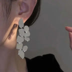 Exaggerated Metal Irregular Pendant Earrings For Women Fashion Silver Color Leaf Long Hanging Earrings Wedding Jewelry 2025