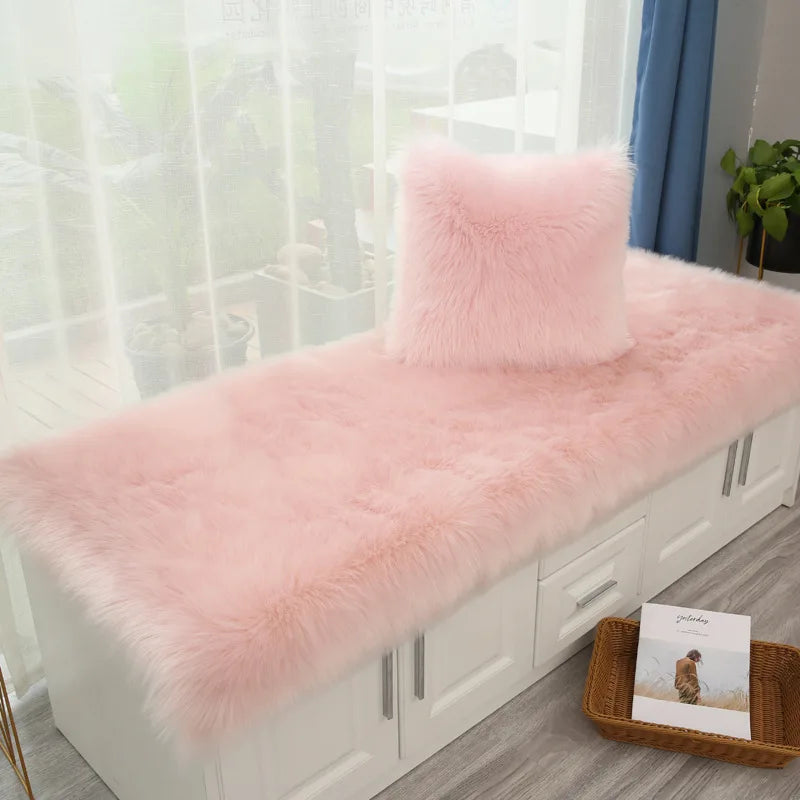 Luxury Faux Sheepskin Carpet Modern Living Room Home Decor Imitation Wool Mat Balcony Window Cushion Kids Bedroom Rug White Gray
