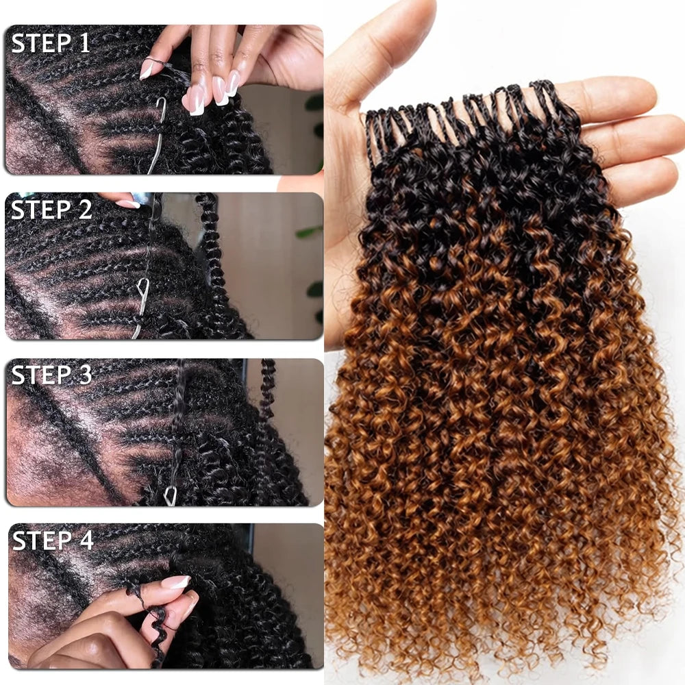 Pre Separated Kinky Curly Crochet Human Hair Extensions Knotless Miracle Knots TB30 Afro Kinky Feather Crochet Hair For Braids