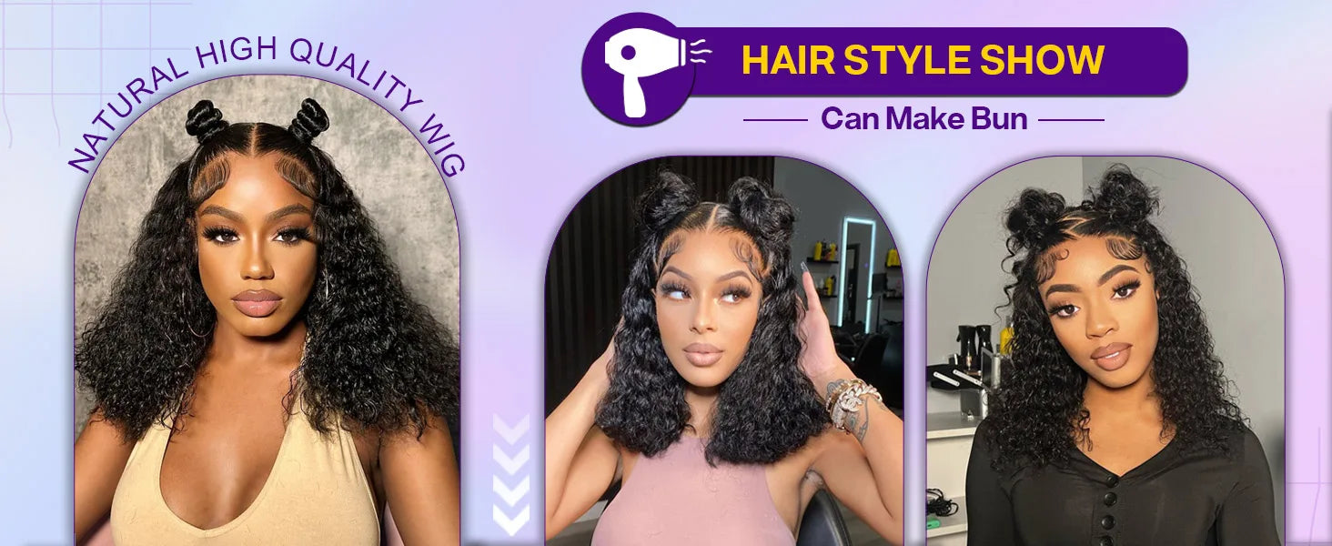 250Density Glueless Short Bob Wig 10 Inch Deep Wave Lace Front Bob Wigs Human Hair 5x5 Glueless Bob Wig Human Hair Ready To Wear