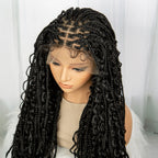 32inch Synthetic Boho Knotless Braided Wigs for Black Women Bohemian Box Braids Wigs Lace Front Braided Lace Wigs with Baby Hair