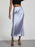 Fashion Satin Party Long Skirt High Waist Solid Color Casual Basic Women Skirts Fishtail Skirt Chic Summer Woman Clothing 2026