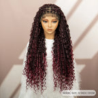 32inch Synthetic Boho Knotless Braided Wigs for Black Women Bohemian Box Braids Wigs Lace Front Braided Lace Wigs with Baby Hair