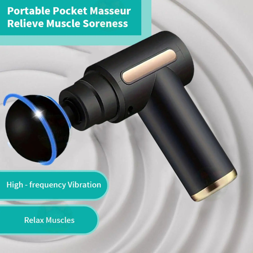 Mini Portable Handheld Fascia Gun USB Charging Percussion Massage Gun 6 Levels Intensity Noise Reduction Deep Muscle Pain Relief Vibration Massager for Body Neck Back Leg Fitness Slimming Men Women