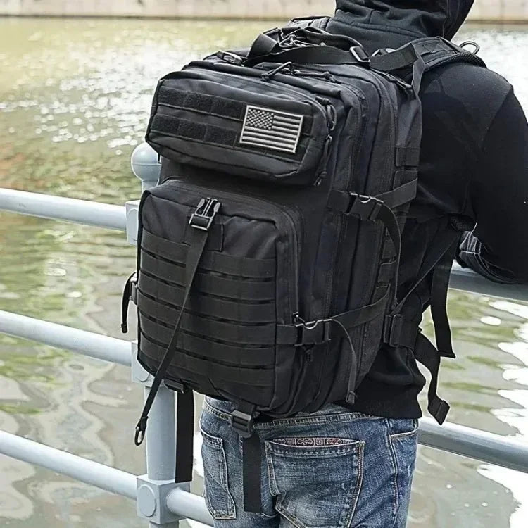 Men 45L Tactical Hiking Backpack Molle Mountaineering Water Resistant Outdoor Camping Trekking Backpacking Bushcraft Travel Rucksack Bug Out Bag Survival Emergency Large Capacity Climbing Cycling Daypack Women Durable Wear Re