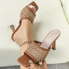 LIHUAMAO slipper slingback heel sandals shoes stilletto high heel thin heel sandals women pumps party night club slipper