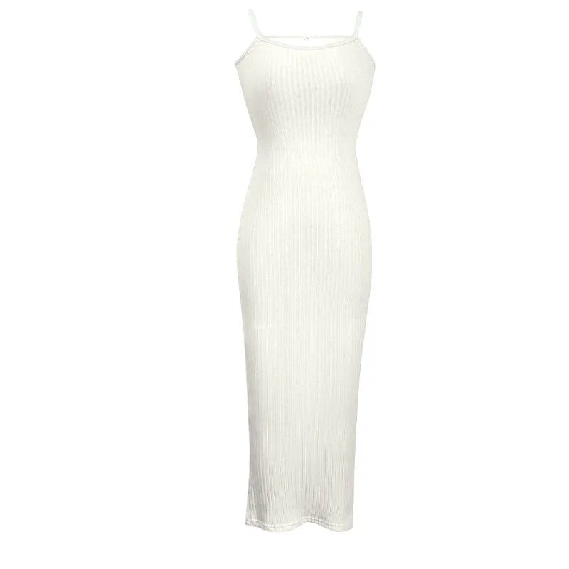 Fashion Sexy Skinny Kint Dress Backless Evening Maxi Dress Women Party Club Ladies Bodycon Peach Slim Hip Elegant Long Dresses