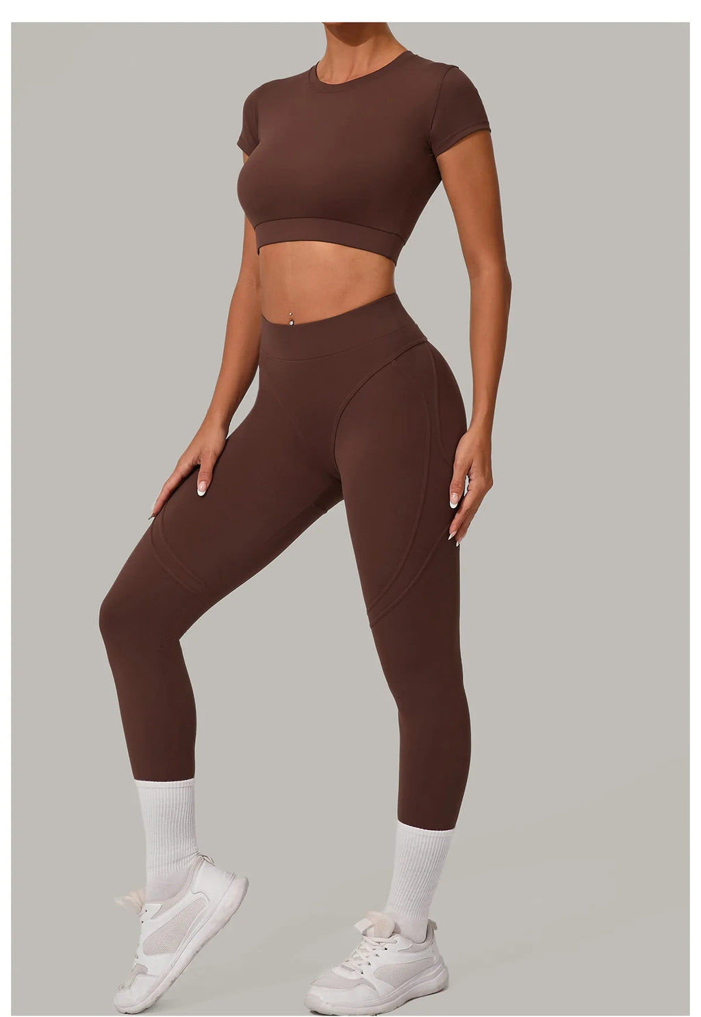 2PCS Yoga Set Gym Clothes Seamless Sportswear Yoga Suits Women Fitness Tracksuits Sports Short Sleeves Gym Leggings Sports Suits
