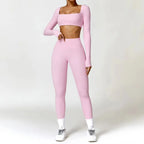 2PCS Yoga Suit Sports Set Women Quick-Drying Gym Set Women Tracksuit Running Workout Long Sleeve Sports Shirt Yoga Clothing