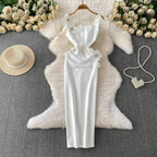 Chic vintage floral Three-dimensional Elegant Fairy korean fashion autumn Sundress women clothing
