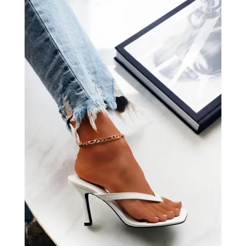 2026 Summer Slippers Women Shoes Fashion Sexy Thin Heels Flip Flops Woman Shoes High Heels Sexy Ladies Slipper Plus Size 42