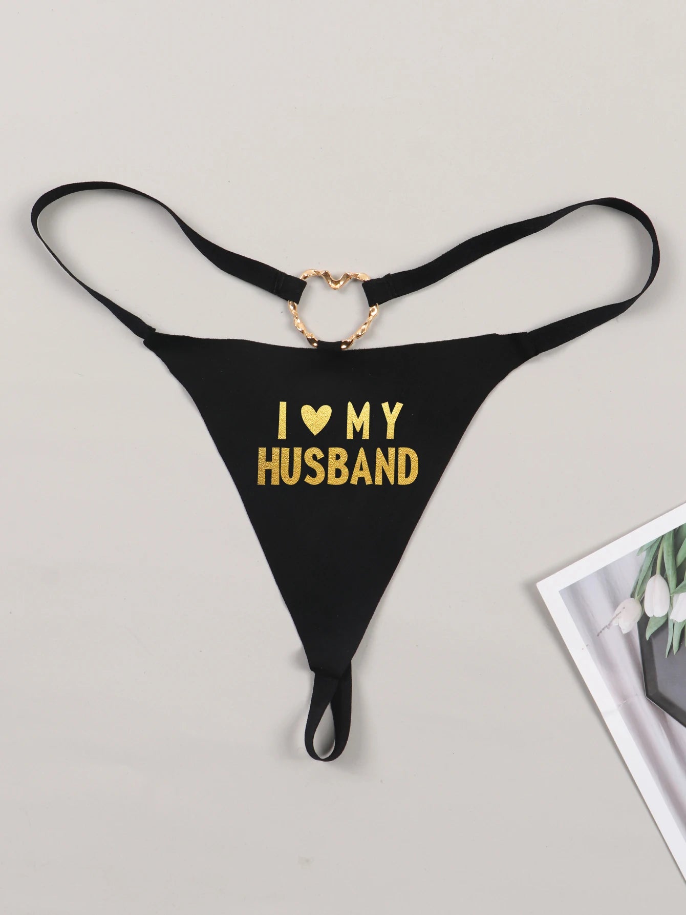 Cheeky Letter Printed G-String Underwear I Love My Husband Print Playful Seamless T-Back Bikini Thong Panties
