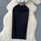 Patchwork Knit Bodycon Dress Women Maxi Dress Elastic Summer Elegant Sleeveless Dress Fashion Dresses