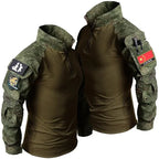 Outdoor Tactical Hiking T-Shirts Men Combat Military Army CP Camouflage Long Sleeve Hunting Climbing Shirt Cotton Sport Clothes