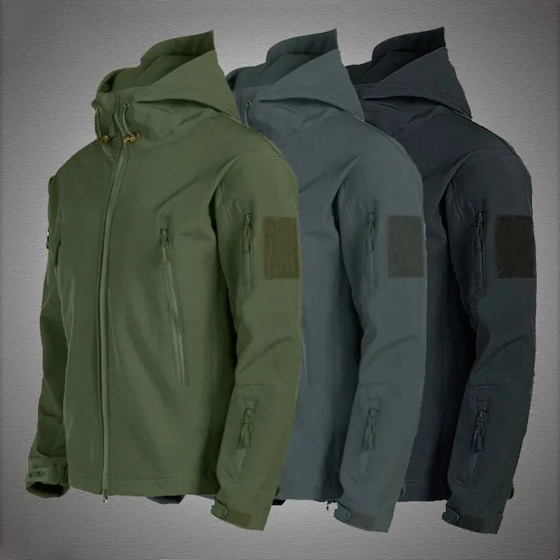 TRAF 2024 New Fashionable Shark Skin Soft Shell Jacket Men's Tactical Windproof Waterproof Jacket Men's Jacket Hooded Jacket Secondary image