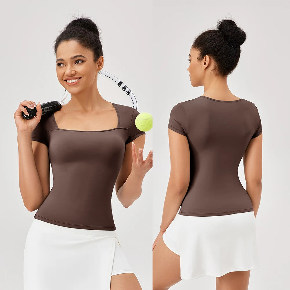 Yoga Tops Women Gym Training Sport Tops Quick-Dry Yoga Shirts Short-sleeved Outdoor Running Fitness Casual Sports T-shirt Secondary image
