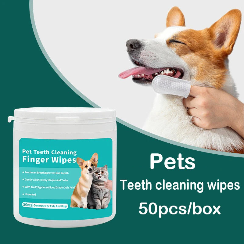Pet cleaning products Disposable finger toothbrush Pet teeth cleaning finger covers wet wipes  Dog and cat oral cleaning Main image
