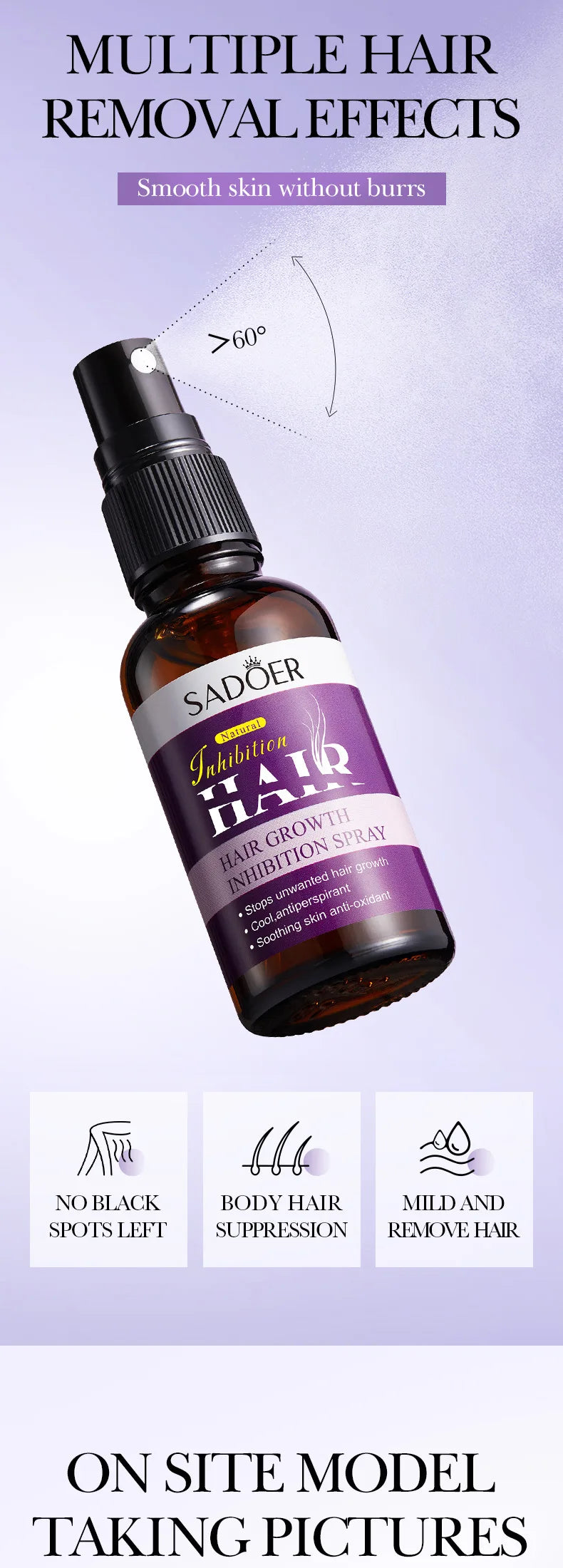 Natural Hair Inhibiting Spray Gently Soothes Nourishes Skin Painless Depilatory Agent Inhibits Hair Growth in Chest Armpit Thigh