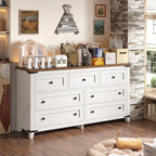 Drer or Bedroom with 7 Ders White Drer with Smooth Metal Rail TV Stand or Bedroom, Hallway, 15" D x 51.2" W x 31.5" H, Antique W