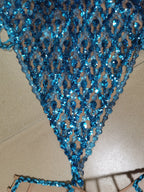 Luxurious Blue Diamond Sparkling Tassel Jazz Dance Performance Clothing Basketball Baby Performance Clothing Cheerleading Short