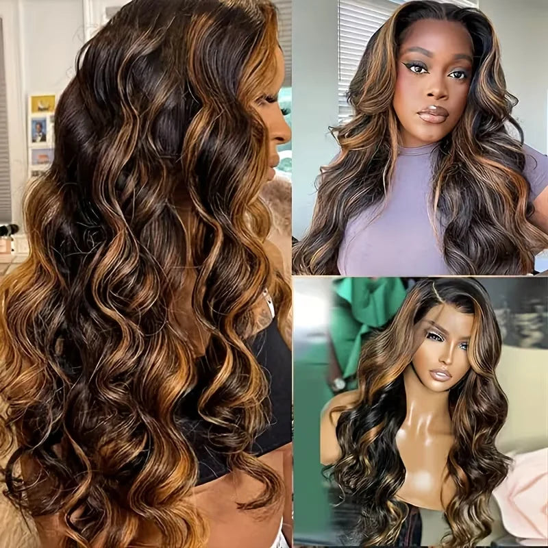 1B/30 Highlight Wig Body Wave Human Hair 13x6 Lace Front Wig Pre Plucked Pre Cut Lace 5x5 Glueless Wigs Human Hair 220% Density