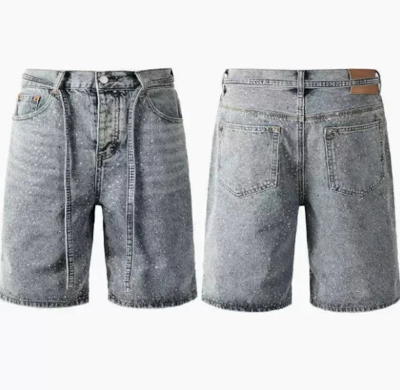 2026 Women Jeans Straight Diamonds Pants Y2k Streetwear Elegant High Waist Washed Belt Loose Wide Leg Denim Trousers Bottoms