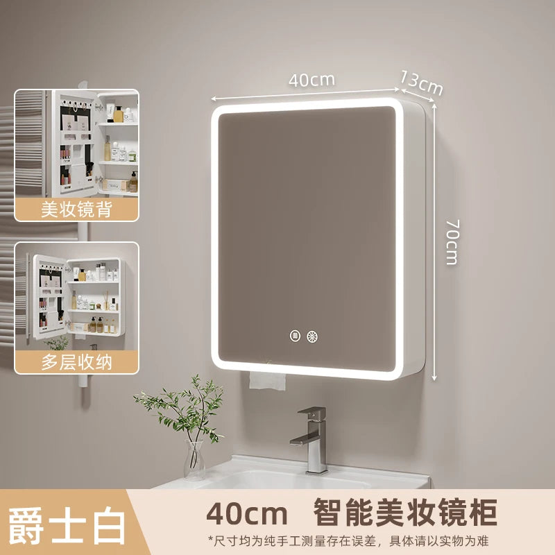 ‌Smart Corner Round Space Aluminum Mirror Cabinet, Wall Mounted Bathroom Storage with Shelves,Medicine Cabinet  Vanity Organizer