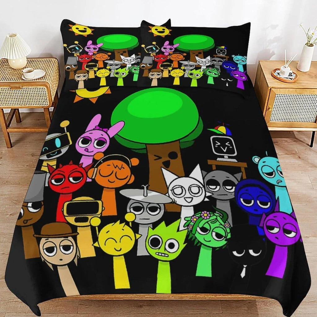Sprunki Bedding Set 3D Printed Anime Game Skin-Friendly Suitable for Bedroom Duvet Cover Set With Pillowcases Kids Home Textile