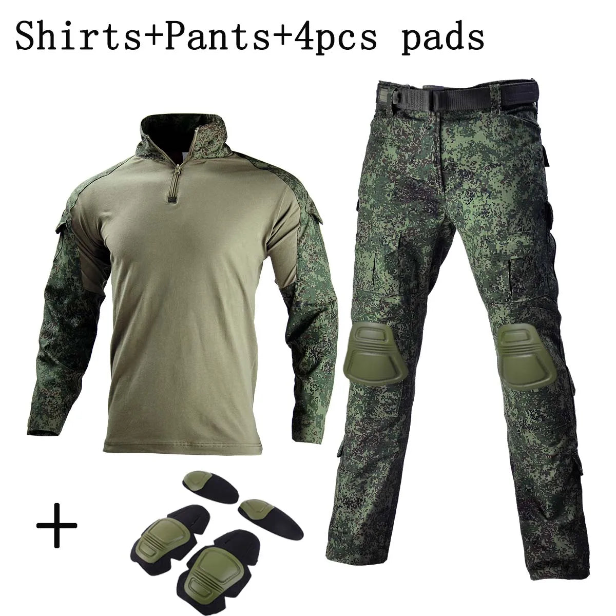 Camo Tactical Sets Outdoor Long Sleeve Wear-resisting T Shirts+Multi-pocket Tactic Cargo Pants Suit Training Workwear Combat Set