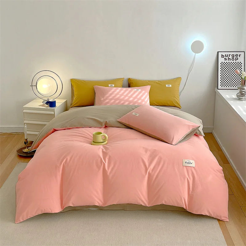 INS style high luxury solid color double-sided style single couple quilt cover soft luxury hotel & apartment & home bedding