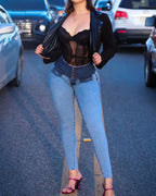 Stretch Skinny Denim Women's Jeans Mid Waist Pants Blue Elastic Slim Pencil Trousers Female Fashion Office Trendy Pants Y2K